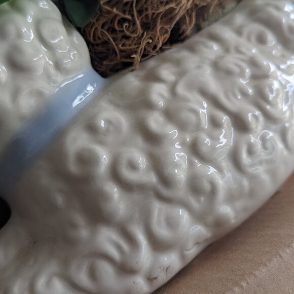 Vintage Playful Baby Lamb with Poke Dot Bow Tie Ceramic Planter Nursery Decor - Picture 7 of 11